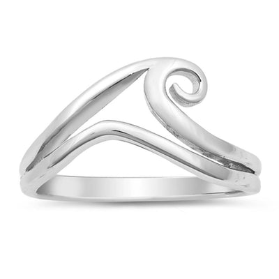 Sterling Silver Rhodium Plated Wave Ring