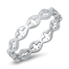 Sterling Silver Oxidized Sideways Cross Ring