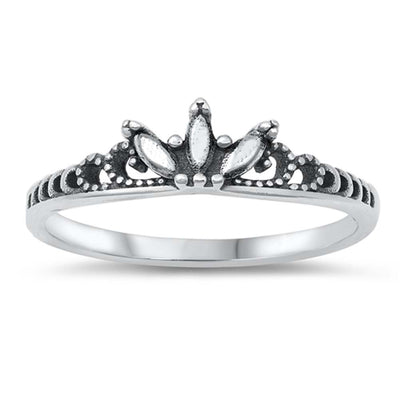 Sterling Silver Oxidized Crown Ring
