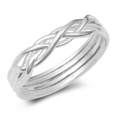 Sterling Silver Polished 4mm Twisted Ring