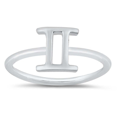 Sterling Silver Polished Zodiac Gemini Ring
