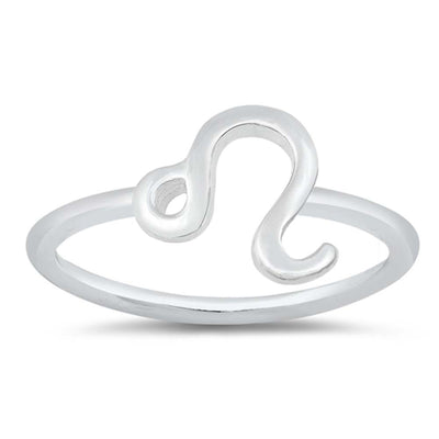 Sterling Silver Polished Zodiac Leo Ring