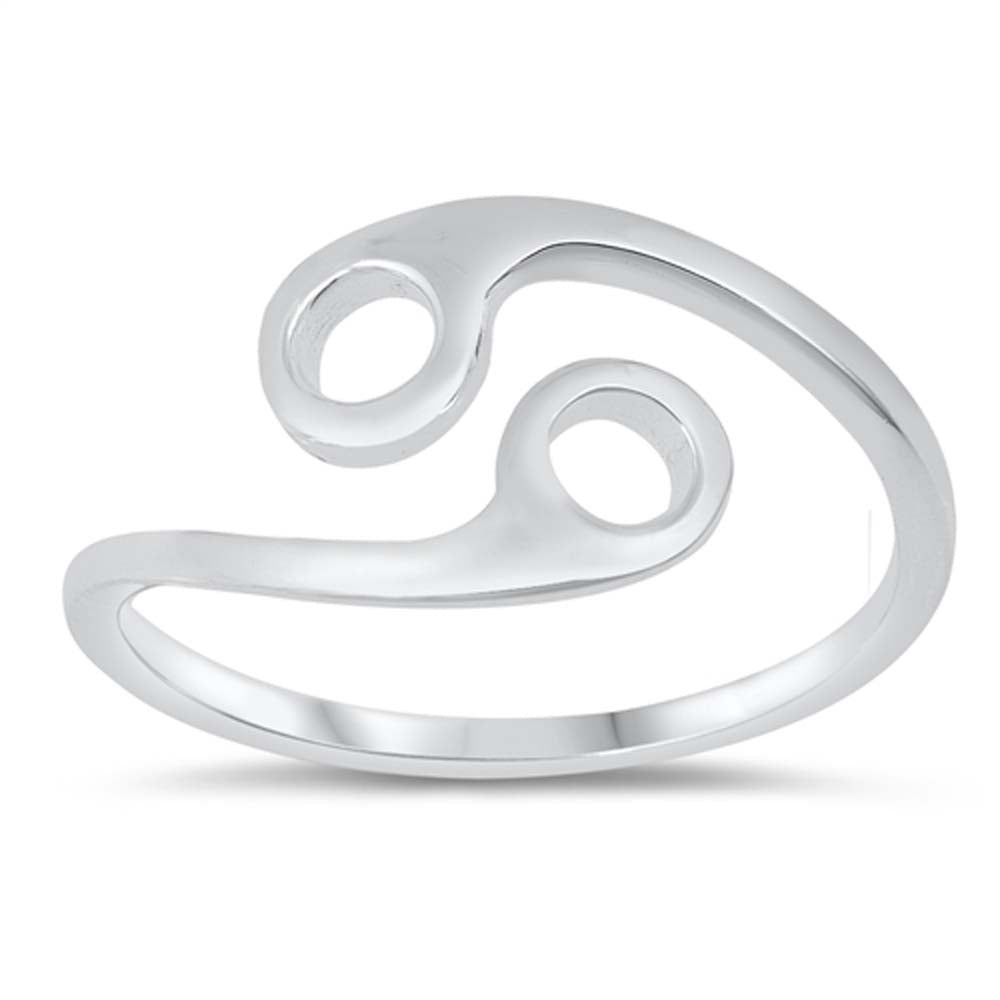 Sterling Silver Polished Zodiac Cancer Ring