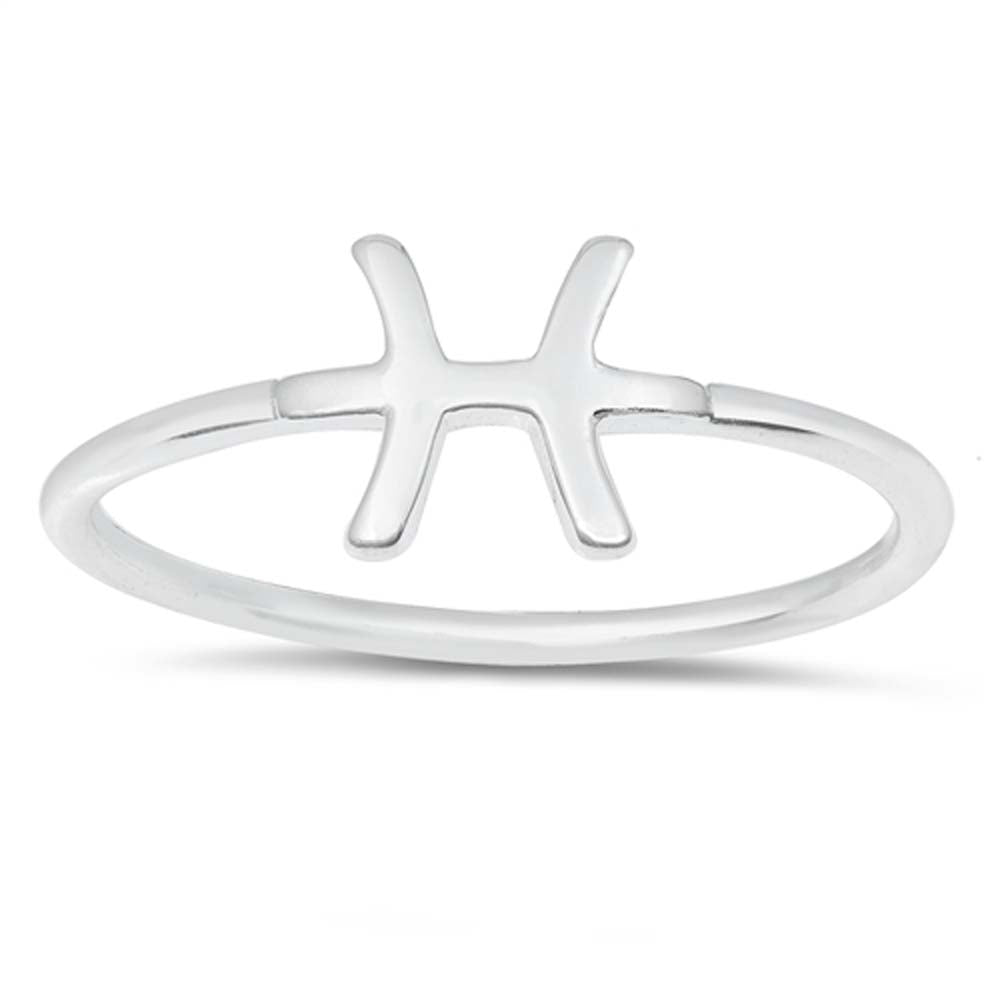 Sterling Silver Polished Zodiac Pisces Ring