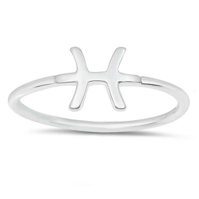 Sterling Silver Polished Zodiac Pisces Ring