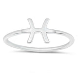 Sterling Silver Polished Zodiac Pisces Ring