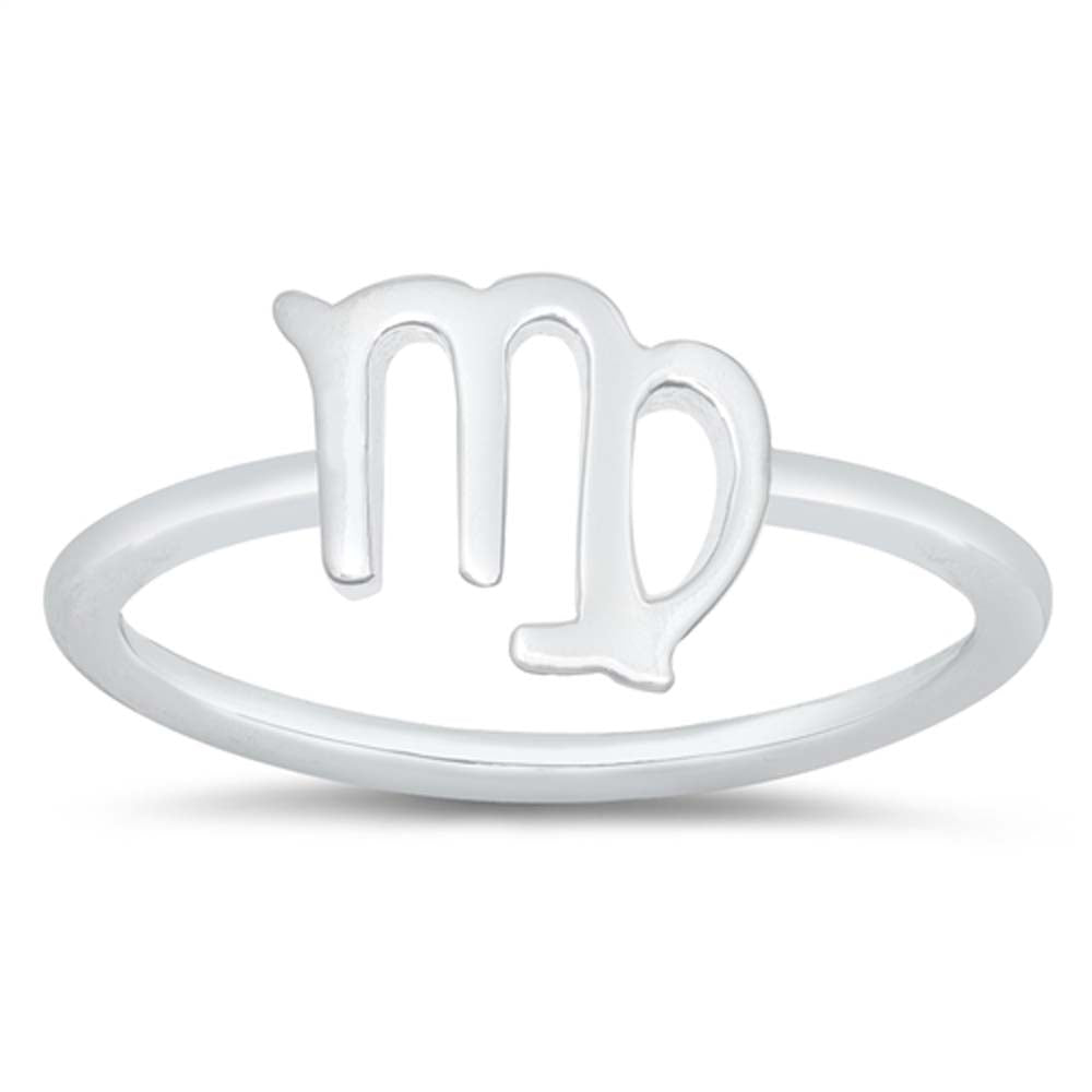 Sterling Silver Polished Zodiac Virgo Ring