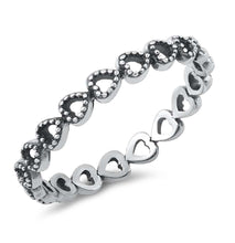 Load image into Gallery viewer, Sterling Silver Oxidized Hearts Band Ring