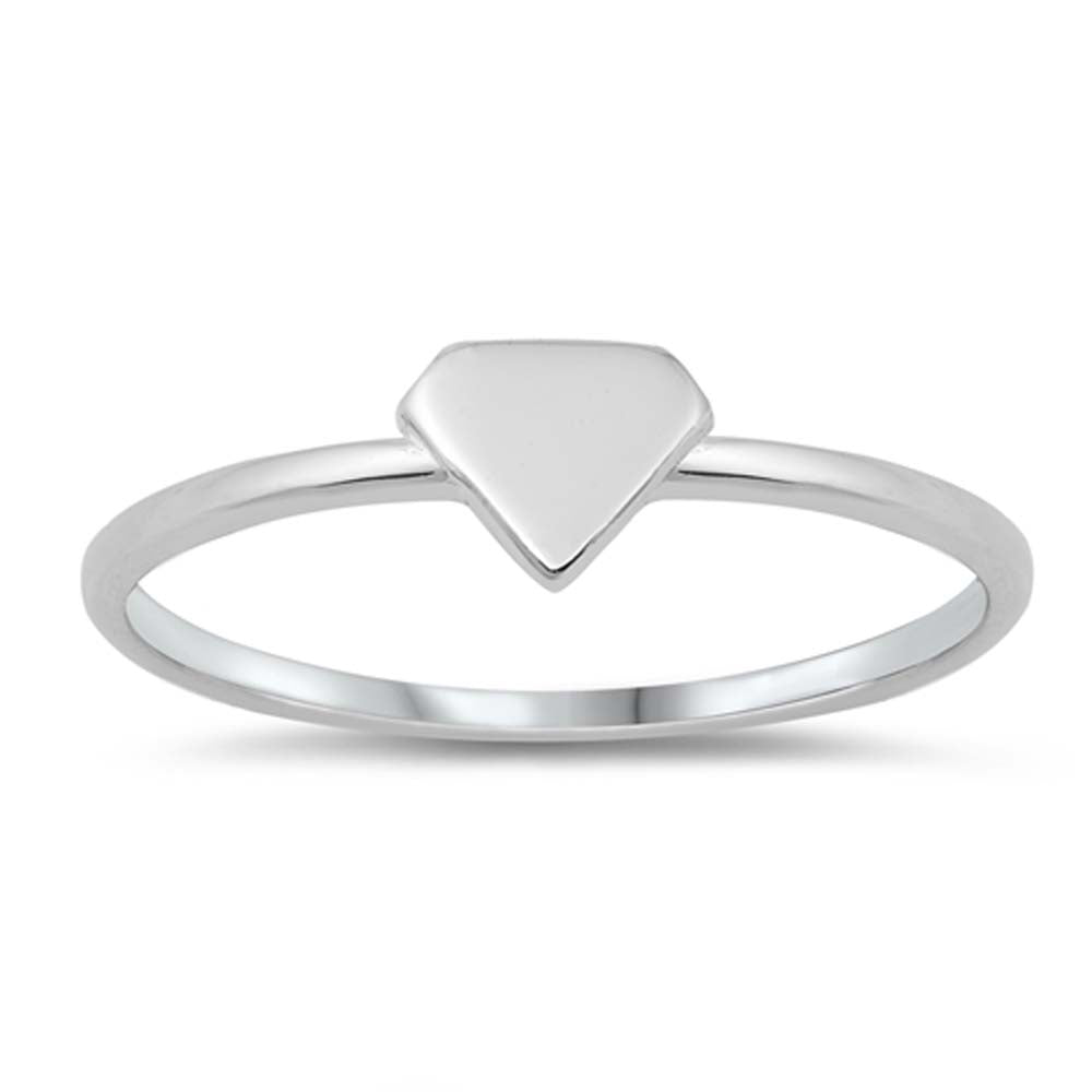 Sterling Silver High Polish Diamond Shape Ring