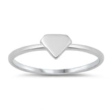 Sterling Silver High Polish Diamond Shape Ring
