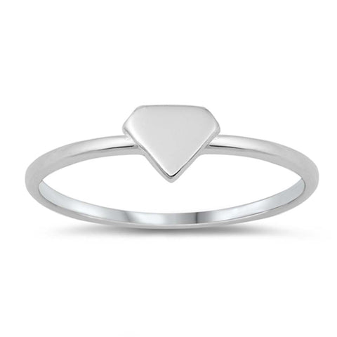 Sterling Silver High Polish Diamond Shape Ring