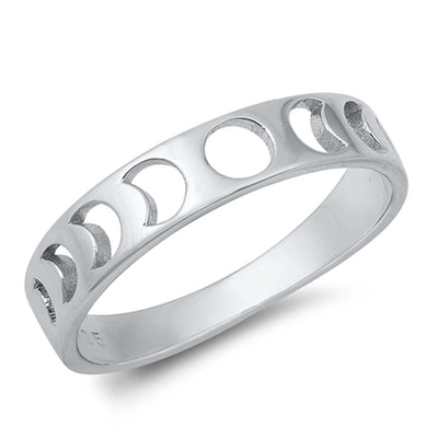 Sterling Silver High Polish Moon Phases Ring