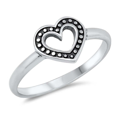 Sterling Silver Oxidized Open Heart Ring