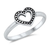 Sterling Silver Oxidized Open Heart Ring