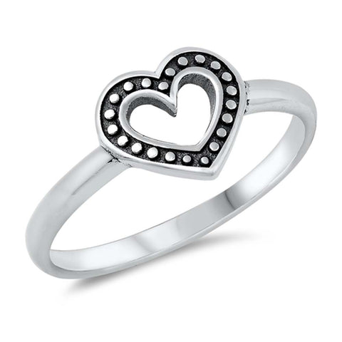 Sterling Silver Oxidized Open Heart Ring