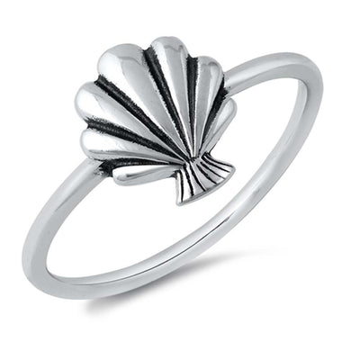 Sterling Silver Oxidized Seashell Ring