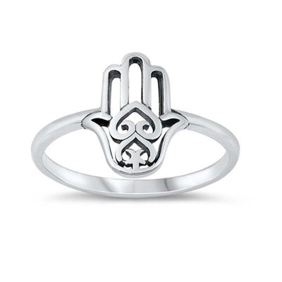 Sterling Silver Oxidized Hand Of God Ring