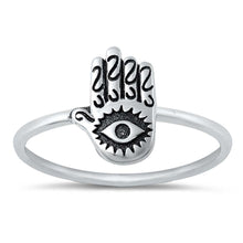 Load image into Gallery viewer, Sterling Silver Oxidized Hamsa With Eye Ring