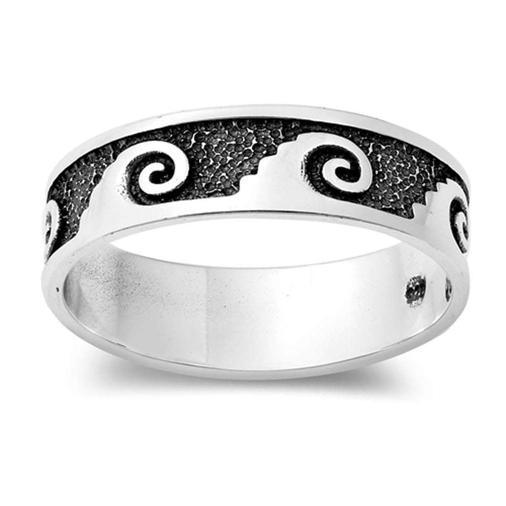 Sterling Silver Oxidized Wave Ring