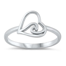 Load image into Gallery viewer, Sterling Silver Polished Heart And Wave Ring