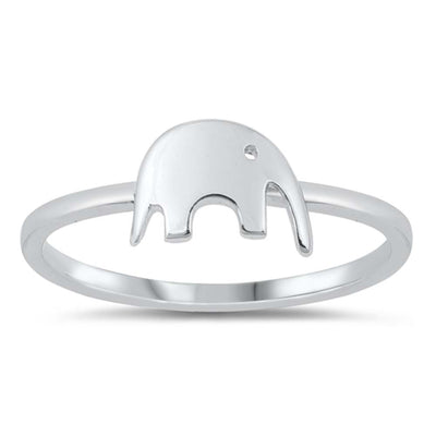 Sterling Silver Rhodium Plated Elephant Ring