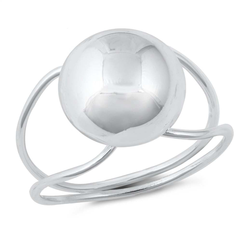 Sterling Silver High Polish Half Ball Ring