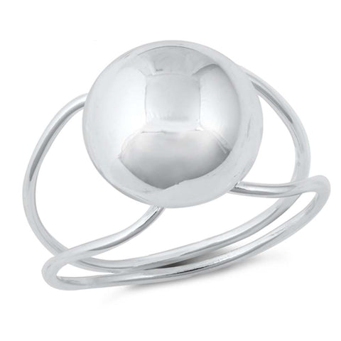 Sterling Silver High Polish Half Ball Ring