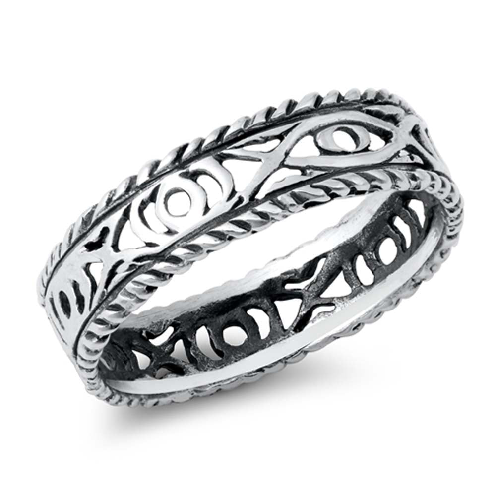Sterling Silver Oxidized All Seeing Eyes Ring
