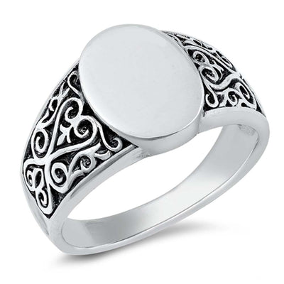 Sterling Silver Oxidized Celtic Oval Ring