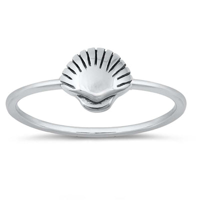 Sterling Silver Oxidized Seashell Ring