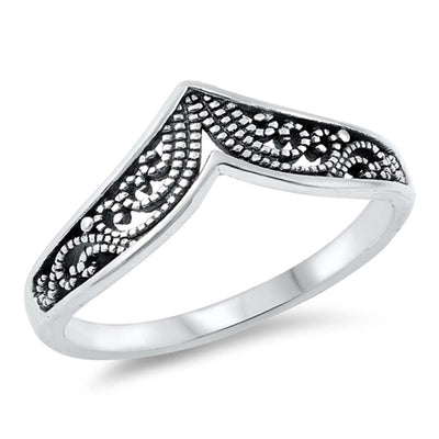 Sterling Silver Oxidized Filigree Wave Ring