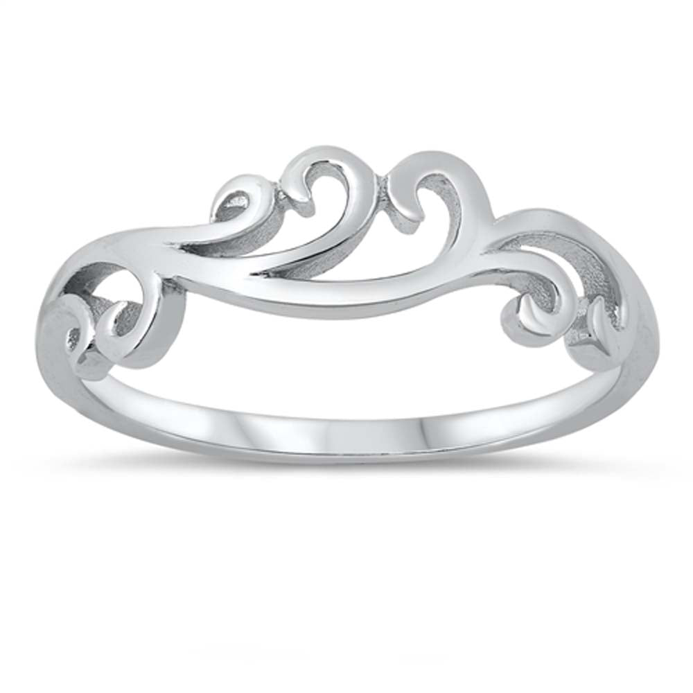 Sterling Silver Oxidized Plain Wave Ring