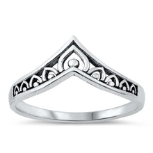 Load image into Gallery viewer, Sterling Silver Oxidized Filigree V Shaped Ring