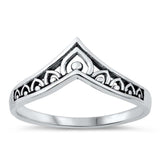 Sterling Silver Oxidized Filigree V Shaped Ring