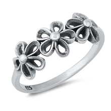 Load image into Gallery viewer, Sterling Silver Polished Flowers Ring