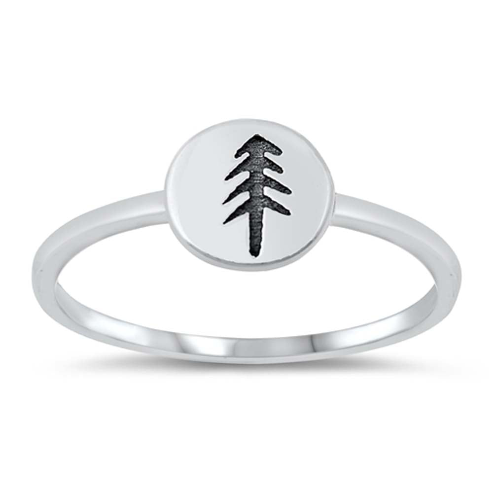 Sterling Silver Oxidize Forest Tree Ring
