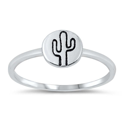 Sterling Silver Oxidized Cactus Ring