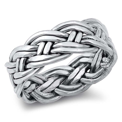 Sterling Silver Oxidized Braided Band Ring