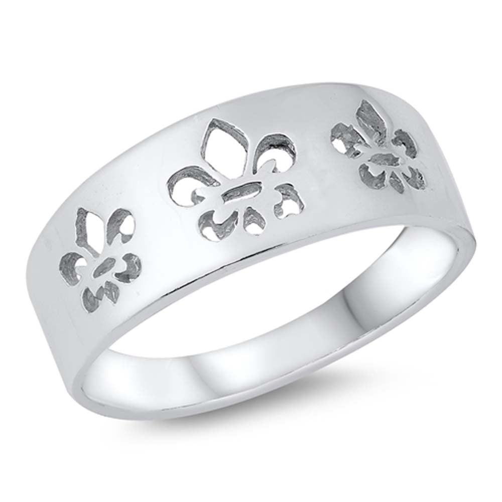 Sterling Silver Polished Fleur De Lis Ring