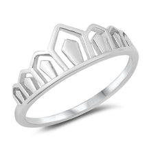 Load image into Gallery viewer, Sterling Silver Rhodium Plated Crown Ring