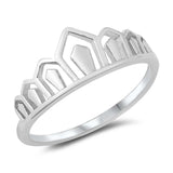 Sterling Silver Rhodium Plated Crown Ring