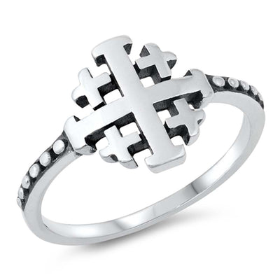 Sterling Silver Oxidized Crosses Ring