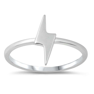 Sterling Silver Rhodium Plated Thunderbolt Ring