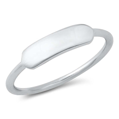 Sterling Silver Rhodium Plated ID Ring