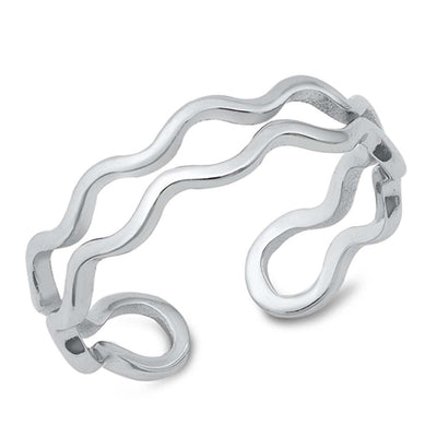Sterling Silver Double Wavy Band Ring