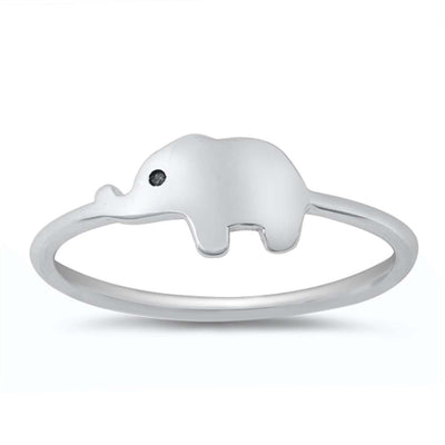 Sterling Silver Rhodium Plated Elephant Ring