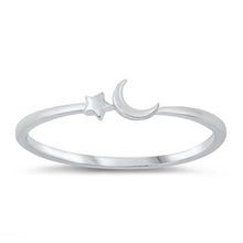 Load image into Gallery viewer, Sterling Silver Rhodium Plated Star And Crescent Moon Ring
