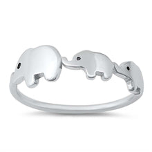 Load image into Gallery viewer, Sterling Silver Rhodium Plated Elephants Ring