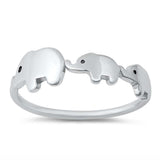 Sterling Silver Rhodium Plated Elephants Ring