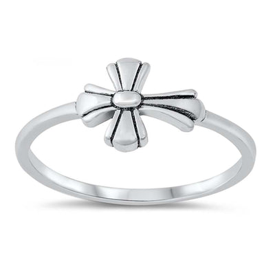 Sterling Silver 8mm Sideway Cross Ring